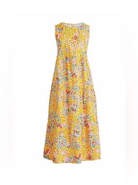 J. Crew Multicolor Ditsy Floral Sleeveless Tiered Midi Dress Sz 4 Modest Classic